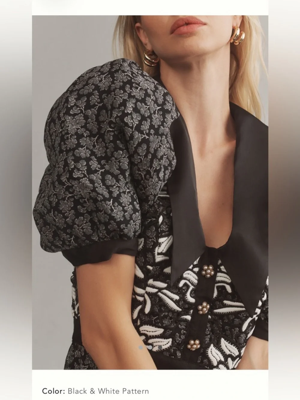 Anthropologie Black Mini Dress with Puff Sleeves - Picture 3 of 3